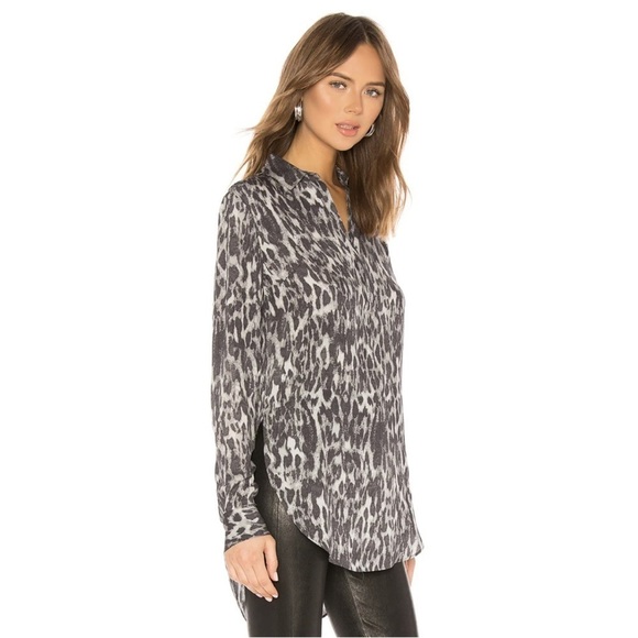 All Saints Keri Ash Grey Leopard Print Shirt Small - Picture 14 of 16
